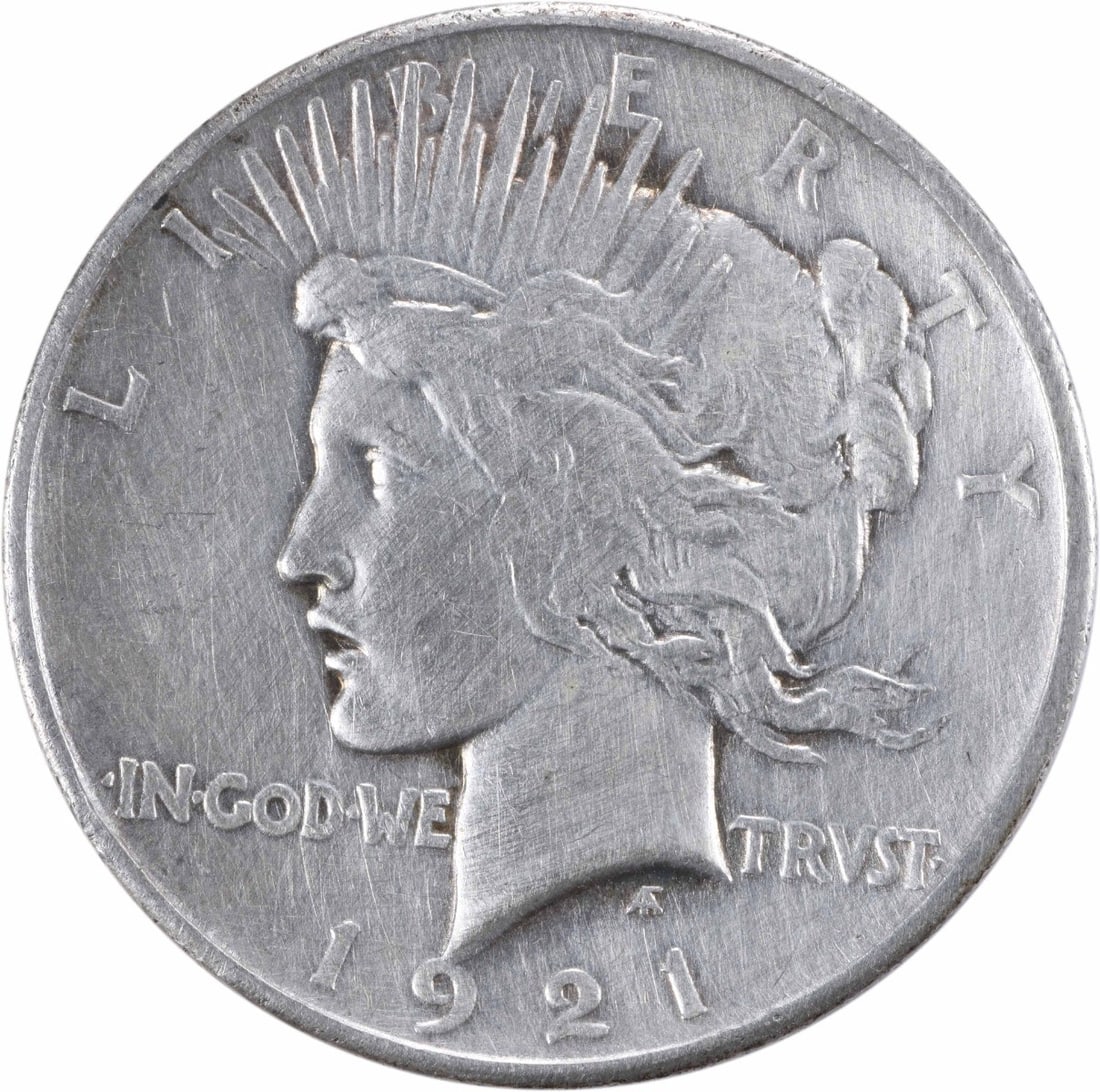 1921 Peace Silver Dollar VF Uncertified: 1921 Peace Silver Dollar VF Uncertified The 1921 Peace Silver Dollar is a circulated example with a high grade, showcasing its VF condition. This coin features the iconic design of the Peace dollar, m