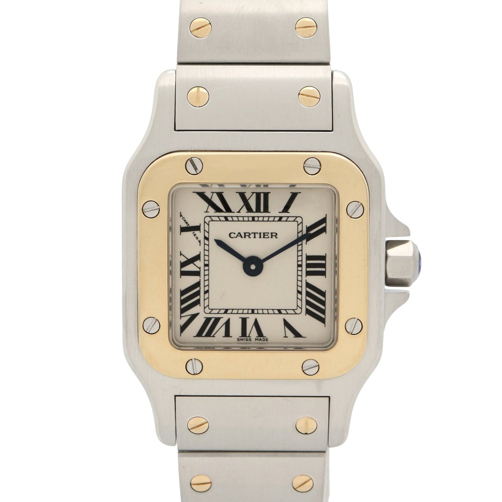 Cartier Wristwatch: Cartier Wristwatch Stainless steel case and band, the Cartier wristwatch presents a sleek and sophisticated design. The silver dial adds a touch of elegance to its overall look, while quartz movement 