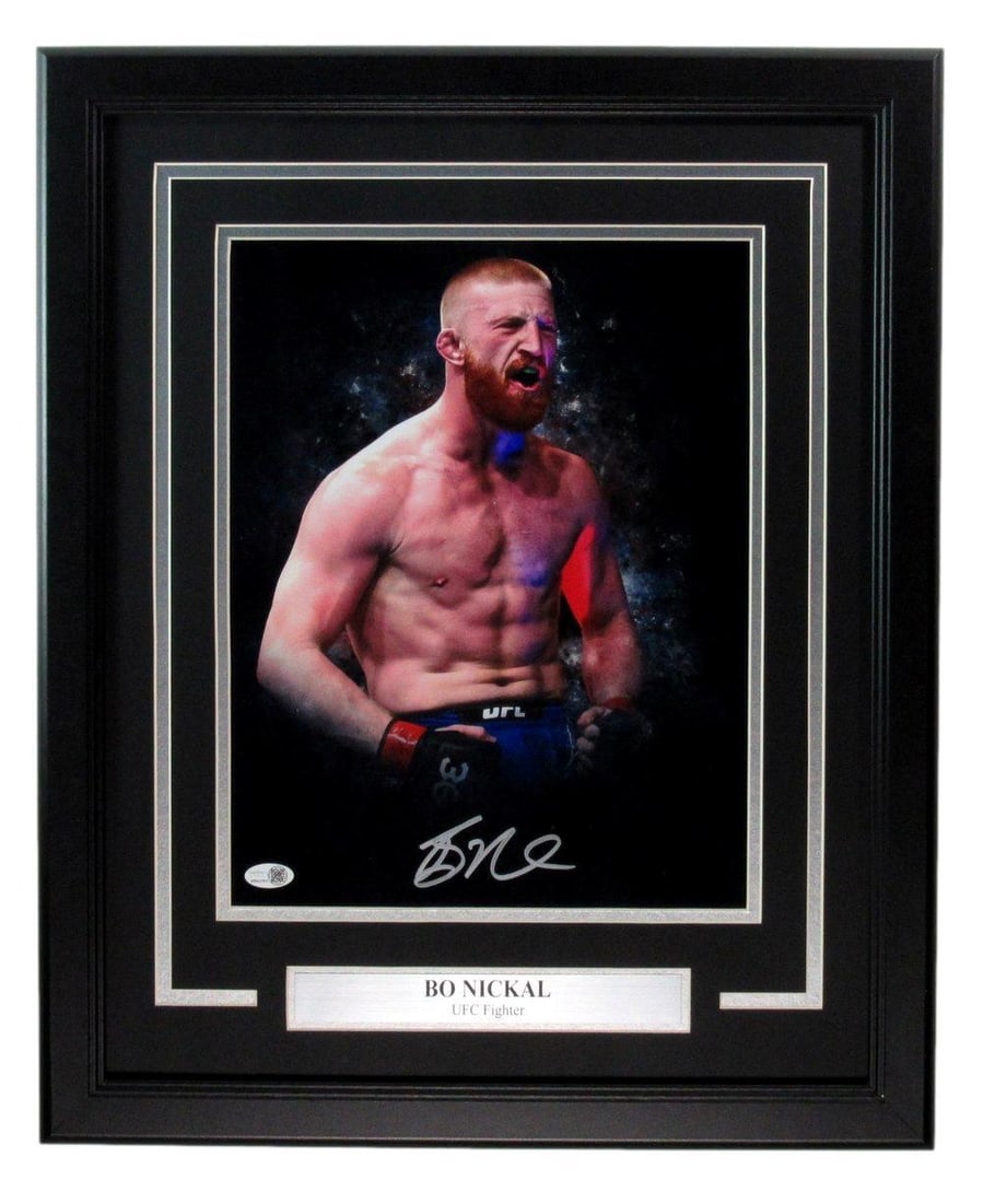 Bo Nickal Signed/ Auto 11x14 Photo UFC Fighter Framed JSA 193620: Bo Nickal Signed/ Auto 11x14 Photo UFC Fighter Framed JSA 193620 Bo Nickal's UFC career has taken off, and now fans can own a piece of his fight history with this 11x14 signed photo. Framed in a sturd