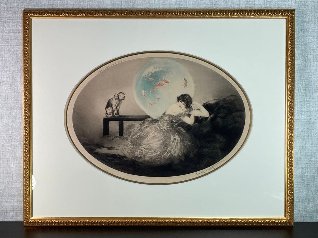 Louis Icart Goldfish and Cat Hand-Colored Etching Framed Hand Signed ED 8/ 45: Louis Icart Goldfish and Cat Hand-Colored Etching Framed Hand Signed ED 8/ 45 Item Specifics: Unit Of Sale: Single Piece Artist: Louis Icart Image Orientation: Portrait Signed: Yes Size: Medium Period