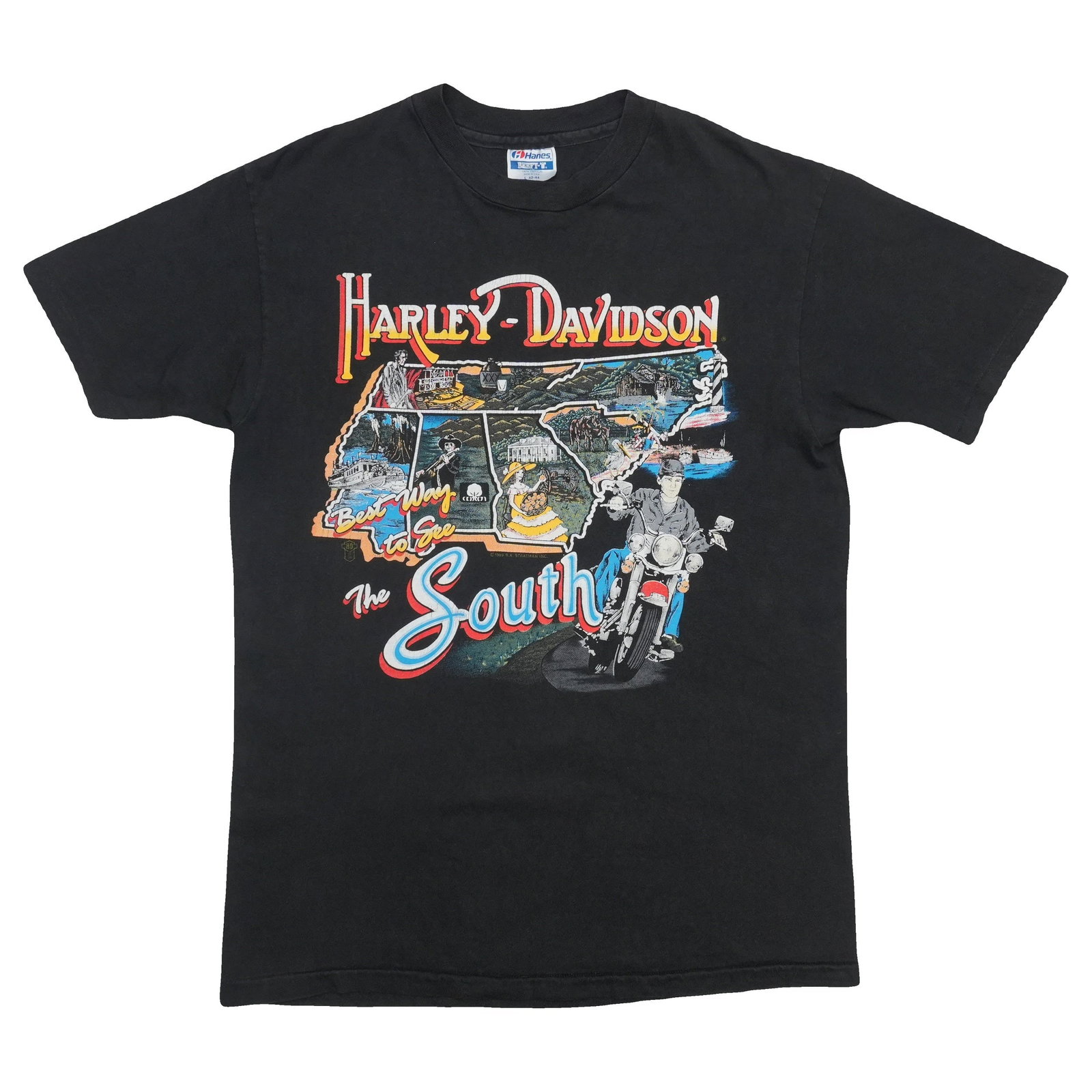 1989 Harley Davidson Best Way to See South Shirt: 1989 Harley Davidson Best Way to See South Shirt The 1989 Harley Davidson Best Way to See South Shirt is a unique piece of apparel featuring the iconic motorcycle brand's logo and design. This vintage