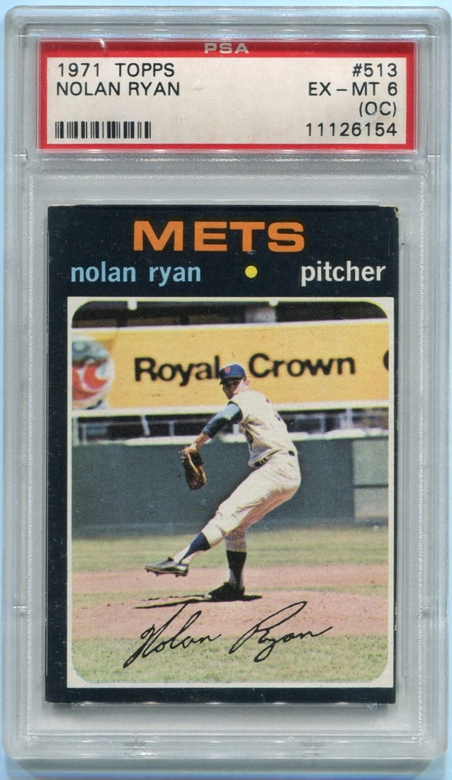Ryan Nolan PSA 6 Graded 1971 Topps Card: Ryan Nolan PSA 6 Graded 1971 Topps Card PSA Graded 6 Nolan Ryan Topps Card #513 - A rare and highly sought-after baseball card from the iconic 1971 Topps set, featuring the legendary pitcher Nolan Rya