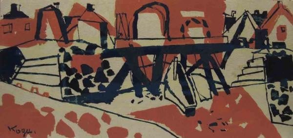 Stencil print Japanese Sadao Koga gata landscape art Kohanga 1954 mid century.: Stencil print Japanese Sadao Koga gata landscape art Kohanga 1954 mid century. Item Specifics: Artist: Sadao Koga Subject: Landscape Material: Paper Style: Japanese Size: 12.5 x 26 cm Product Disclaim