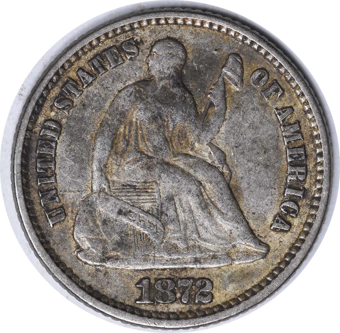 1872 Liberty Seated Silver Half Dime DDO FS-101 VF Uncertified: 1872 Liberty Seated Silver Half Dime DDO FS-101 VF Uncertified 1872 Liberty Seated Silver Half Dime DDO FS-101 VF Uncertified - A rare circulated example from the early days of American coinage, featu