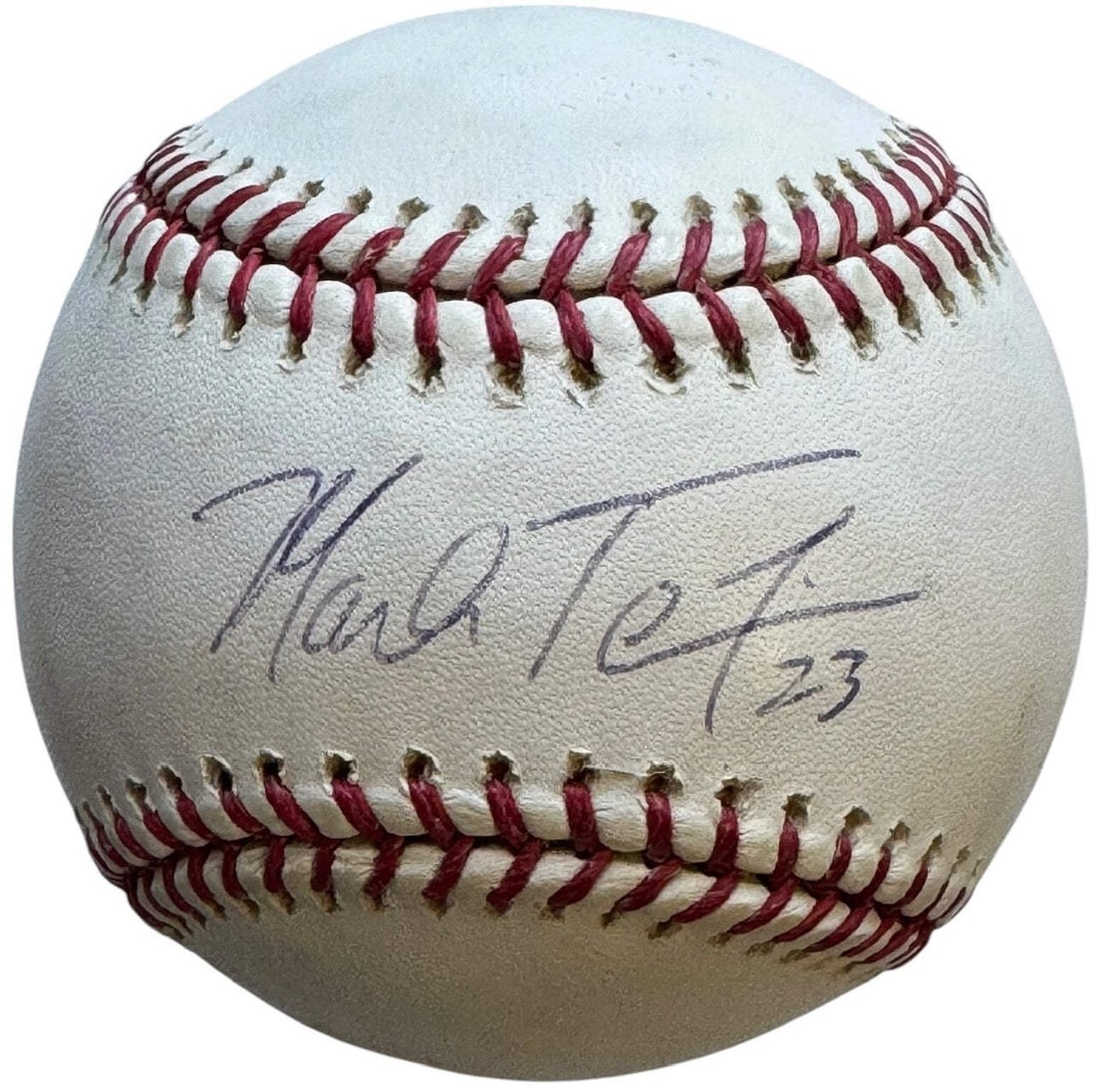 Mark Teixeira Autographed Official Major League Baseball (MLB): Mark Teixeira Autographed Official Major League Baseball (MLB) Mark Teixeira's blue pen signature across the sweet spot of an official MLB baseball, bearing his mark on an authentic game-used piece.