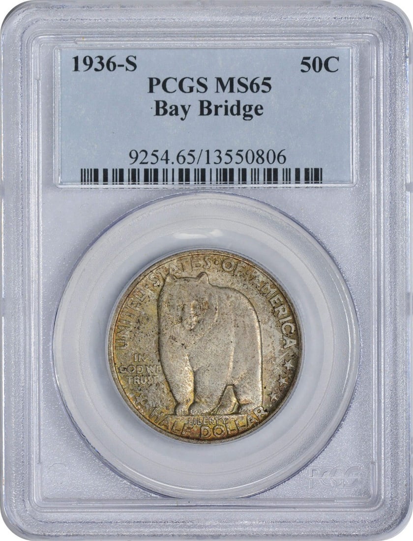 1936-S Bay Bridge Commemorative Toned Half MS65 PCGS Mint State 65 (1 of 1)