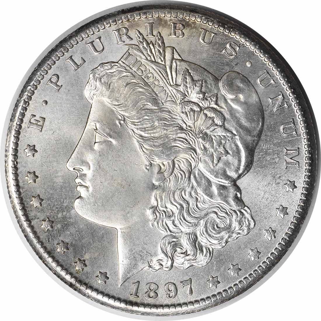 1897-S Morgan Silver Dollar Choice BU Uncertified: 1897-S Morgan Silver Dollar Choice BU Uncertified Choice BU Uncertified 1897-S Morgan Silver Dollar features an uncirculated condition and bears the signature of its artist, George T. Morgan. This sil