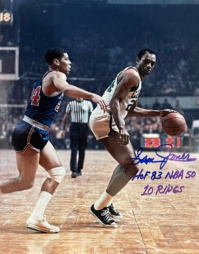 Jones Sam Autographed Basketball Photo (1 of 1)