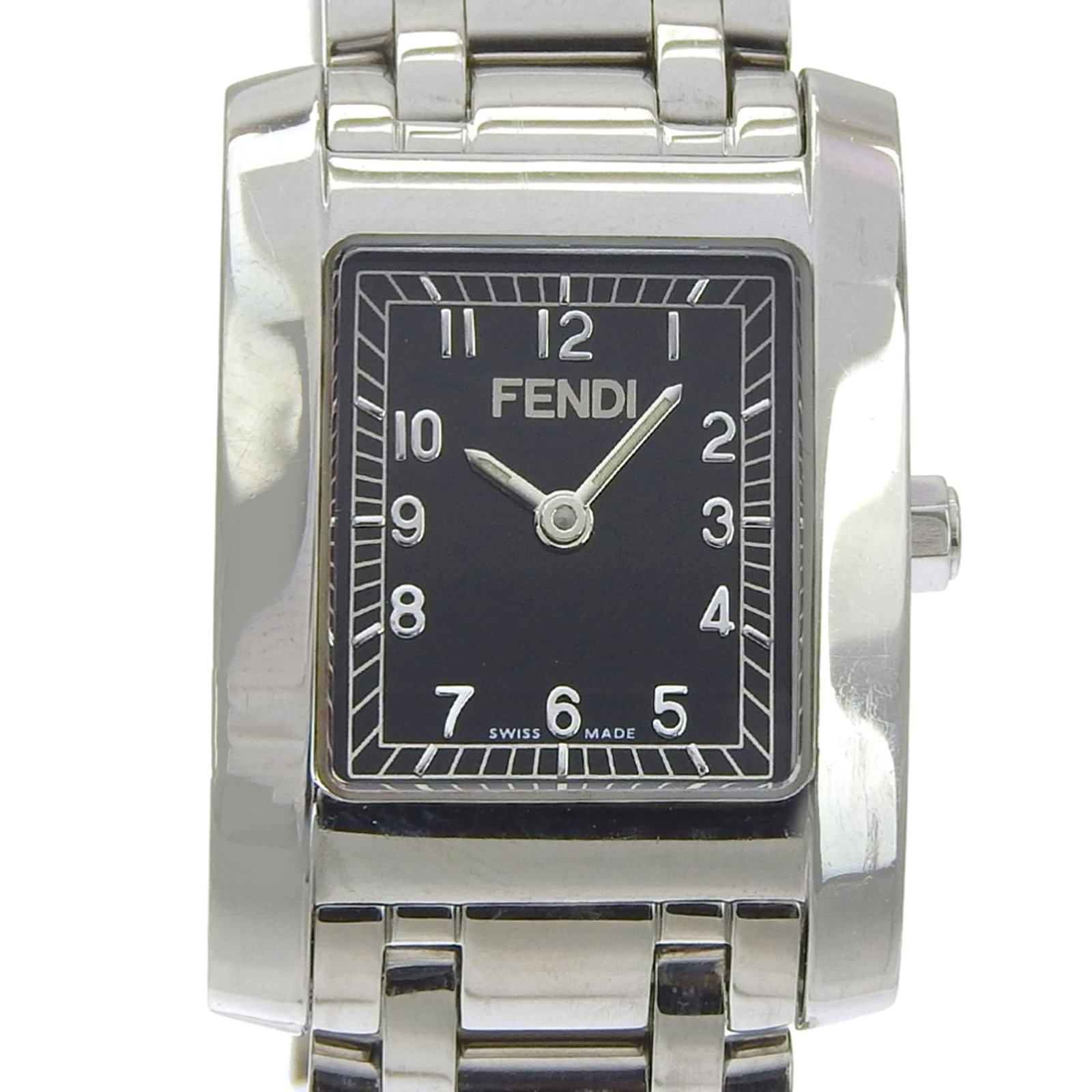 Fendi Wristwatch: Fendi Wristwatch Stainless steel case and band, black dial, quartz movement, and a sleek 21.5mm design make this Fendi wristwatch a stylish accessory for everyday wear. Its compact size fits a 16cm wr