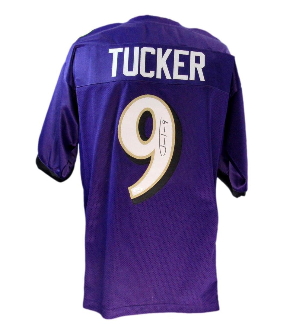 Purple Justin Tucker Autographed Custom Ravens Football JSA 190357: Purple Justin Tucker Autographed Custom Ravens Football JSA 190357 Item Specifics: Autograph Authentication: James Spence Authentication (JSA) Original/Reprint: Original Product: Jersey Sport: Footbal