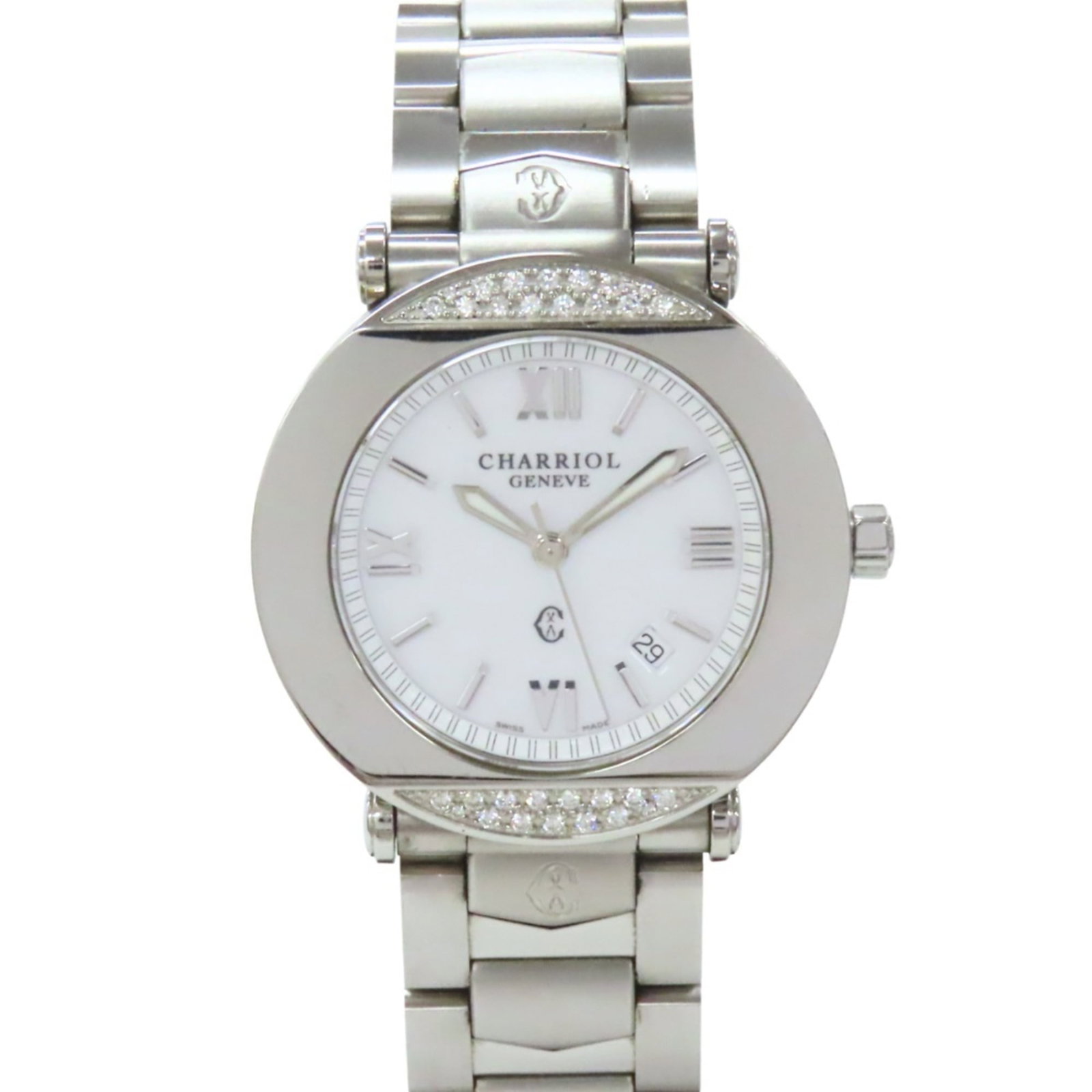 Wristwatch by Charriol: Wristwatch by Charriol Stainless steel case and band, white dial, quartz movement, and a sleek 38mm design make this Charriol wristwatch a stylish accessory for everyday wear. The watch's compact size