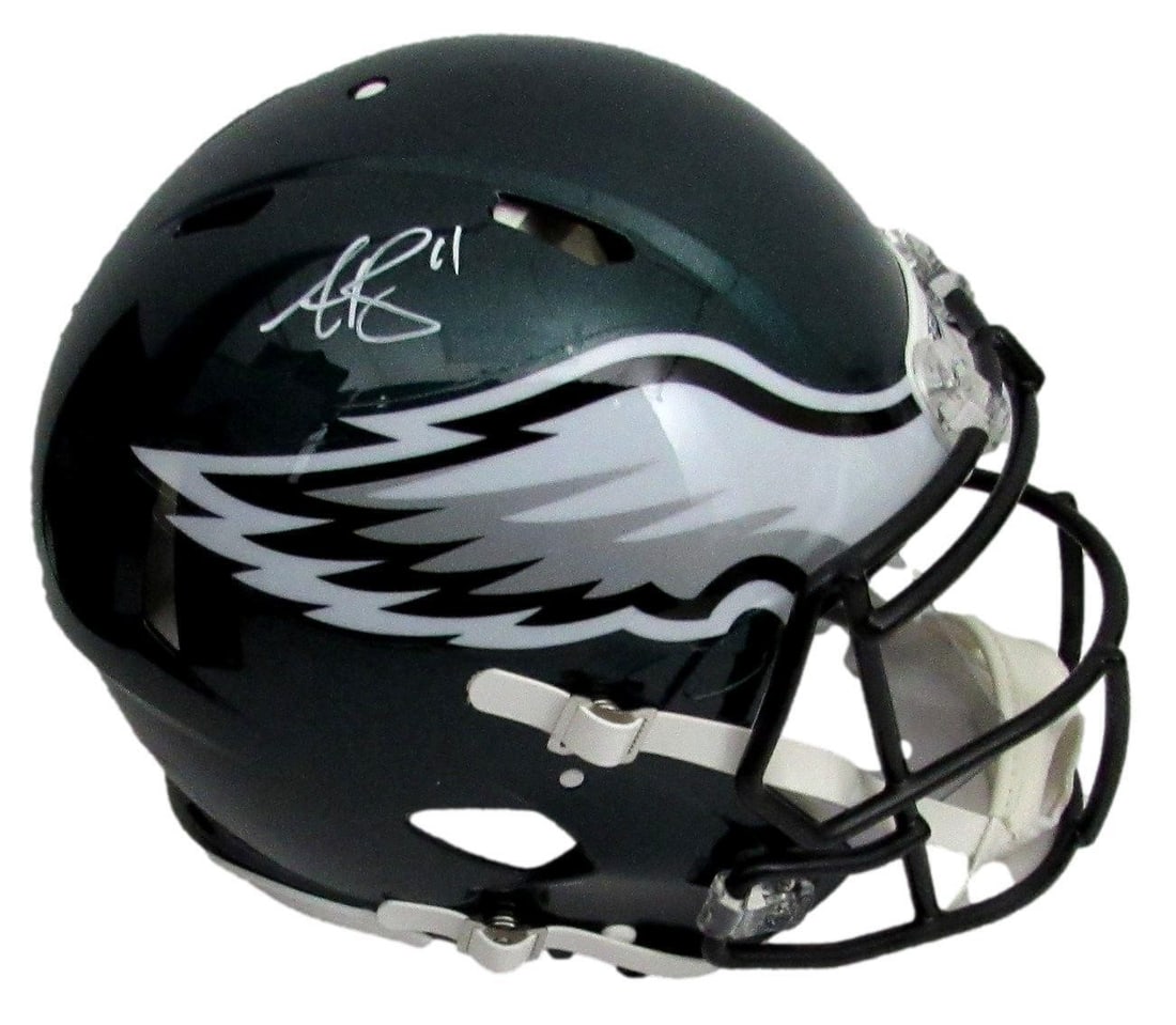 A.J. Brown Autographed Full Size Speed Authentic Football Helmet Eagles PSA/ DNA: A.J. Brown Autographed Full Size Speed Authentic Football Helmet Eagles PSA/ DNA A.J. Brown's full-size, speed authentic football helmet is signed by the Philadelphia Eagles player, making it a