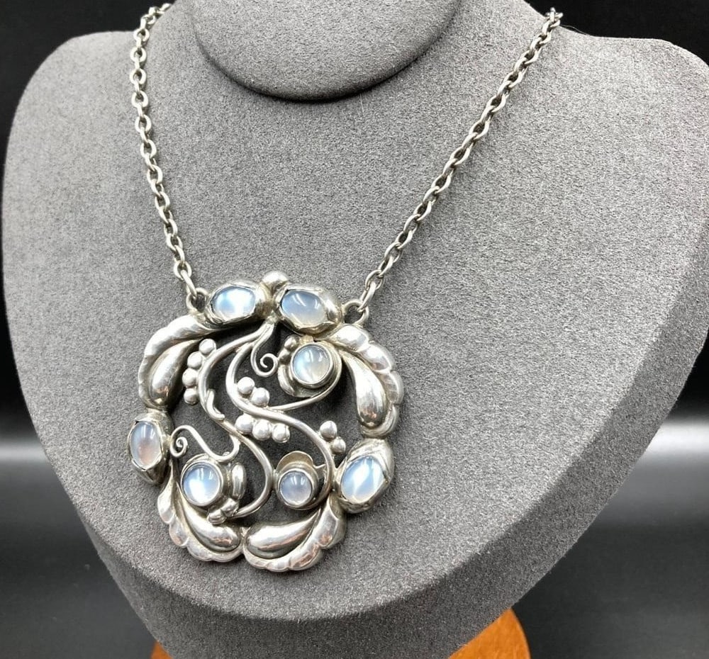 Georg Jensen No.259 Moonstone Sterling Silver Chain Pendant Necklace (1 of 9)