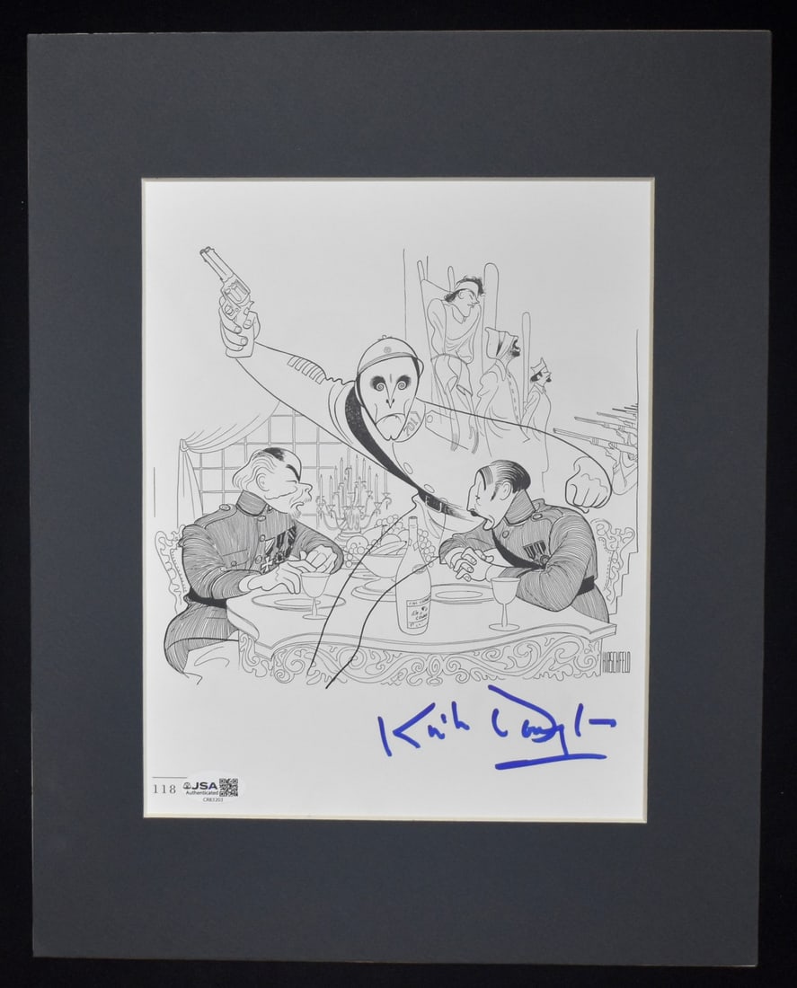 Kirk Douglas Autographed/ Signed 8x10 Matted Art Print Paths of Glory JSA 211936: Kirk Douglas Autographed/ Signed 8x10 Matted Art Print Paths of Glory JSA 211936 Kirk Douglas' iconic image from the 1957 film Paths of Glory bears his signature on an 8x10 matted art print, a unique 
