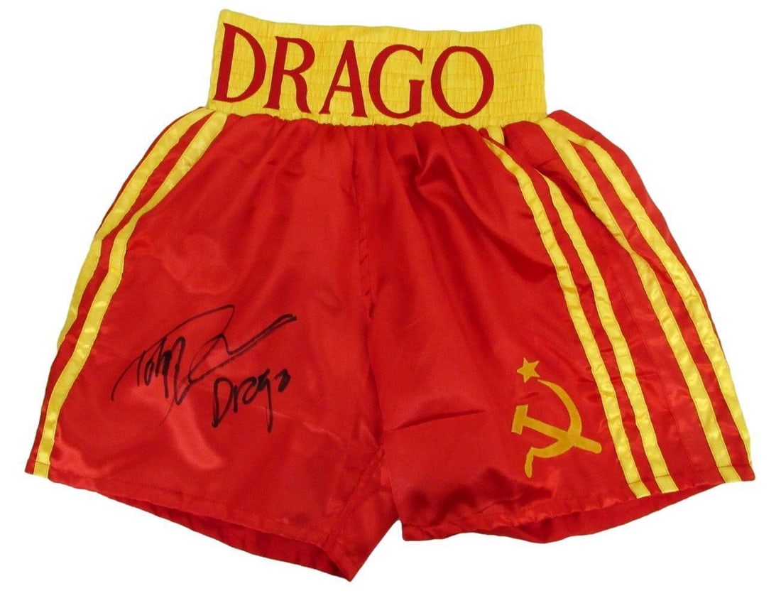 Dolph Lundgren Autographed Ivan Drago Rocky IV Insc Boxing Trunks PSA/ DNA 179997 (1 of 6)