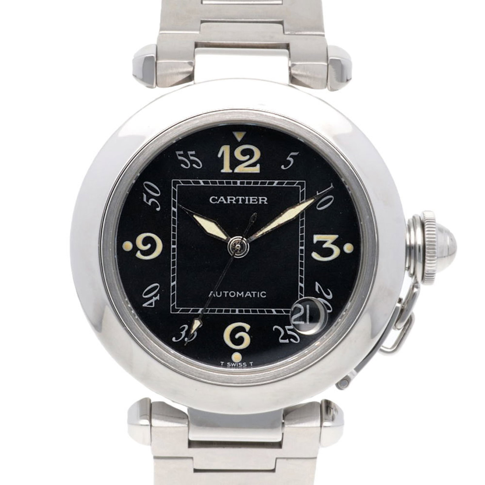 Cartier Wristwatch: Cartier Wristwatch Stainless steel case and band provide a sleek, modern look for this Cartier wristwatch. Featuring a self-winding automatic movement, it's a reliable timepiece with no need for batte