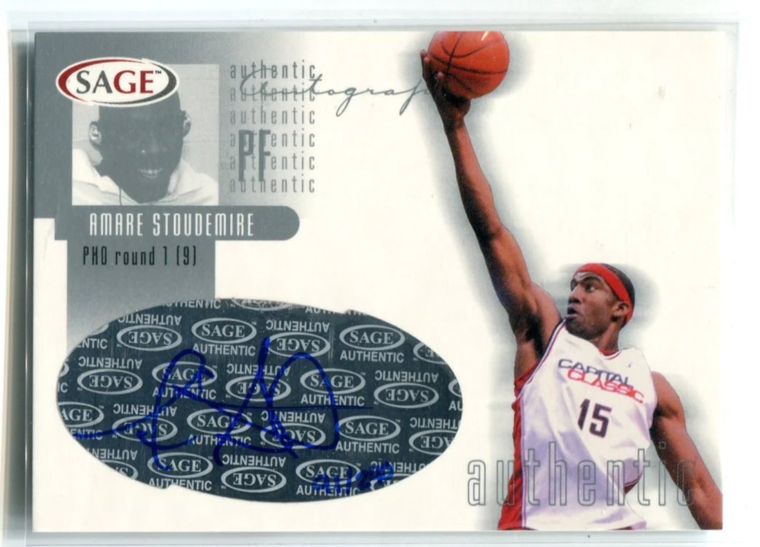 Amare Stoudemire 2002 Sage Rookie Autographed Card #AS29 (91/ 240): Amare Stoudemire 2002 Sage Rookie Autographed Card #AS29 (91/ 240) This Amare Stoudemire 2002 Sage Rookie Autographed Card #AS29 features the NBA legend's signature, a rare and unique collectible for 