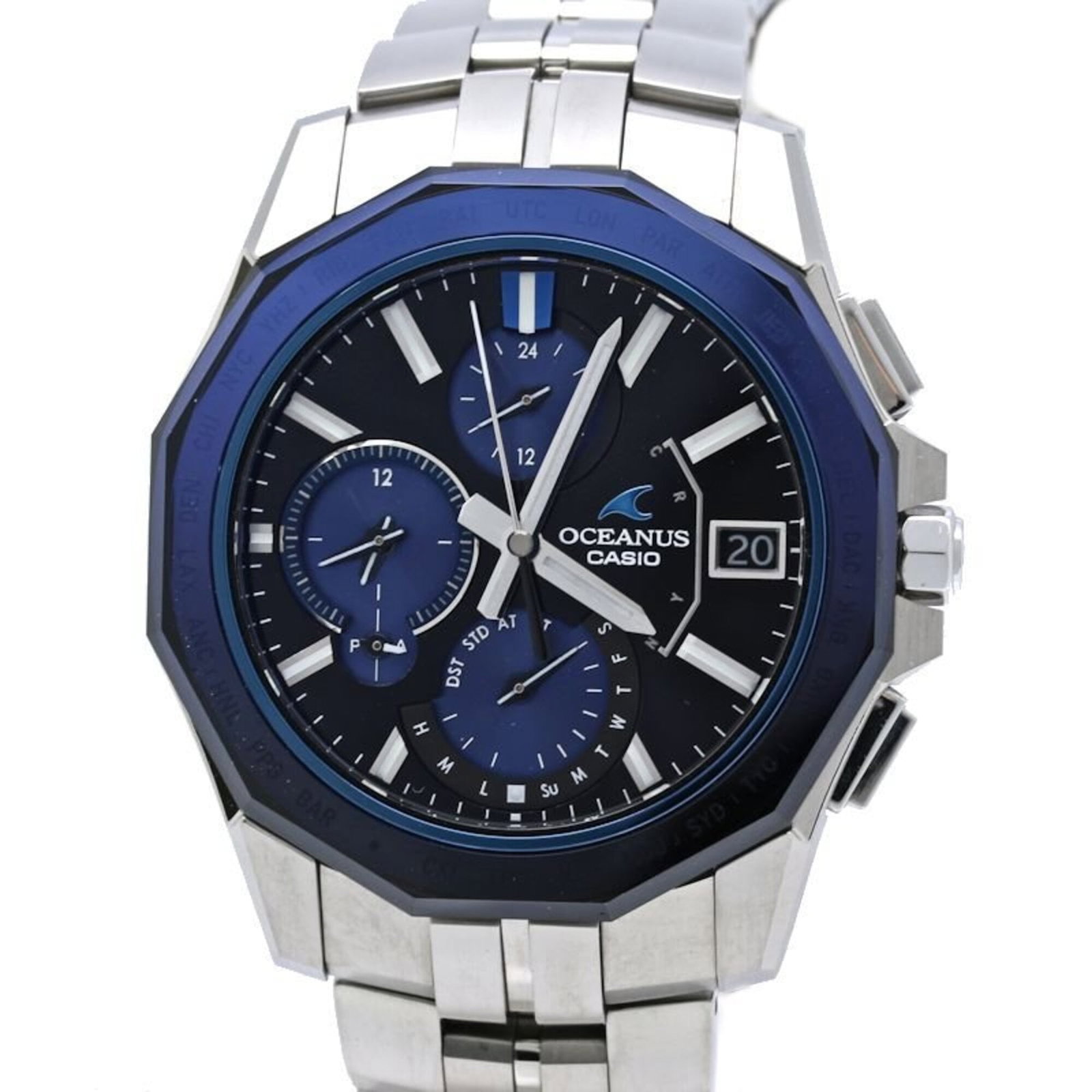 Casio Wristwatch: Casio Wristwatch Titanium case and band provide a durable and lightweight wear experience. The black dial features radio wave control solar technology for long-lasting power, while the 40mm size fits 
