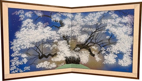 Signed Cherry Blossom Trees Woodblock Print by Nakajima Chinami: Signed Cherry Blossom Trees Woodblock Print by Nakajima Chinami Item Specifics: Subject: Cherry Blossoms Material: Paper Style: Japanese Size: 67 x 134 cm Year Of Production: 1996 Product Disclaimer: 