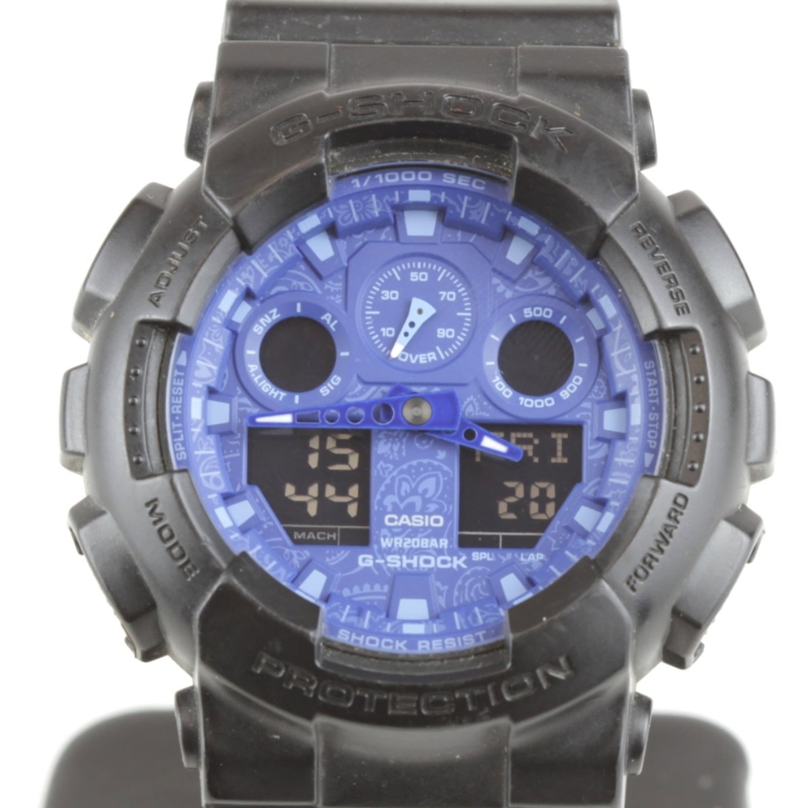 Casio Ga-100Bp Quartz Men'S Watch: Casio Ga-100Bp Quartz Men'S Watch Casio's G-Shock GA-100BP Quartz watch boasts a sleek resin case and band, available in blue. This men's watch features an analog display with digital functions,