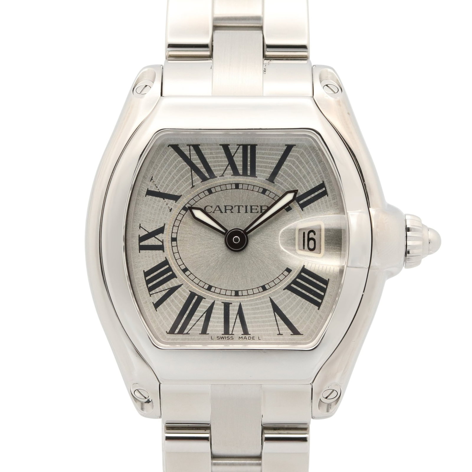 Cartier Wristwatch: Cartier Wristwatch Stainless steel case and band provide a sleek, modern look for the Cartier wristwatch. The silver dial adds a touch of sophistication, while the quartz movement ensures reliable