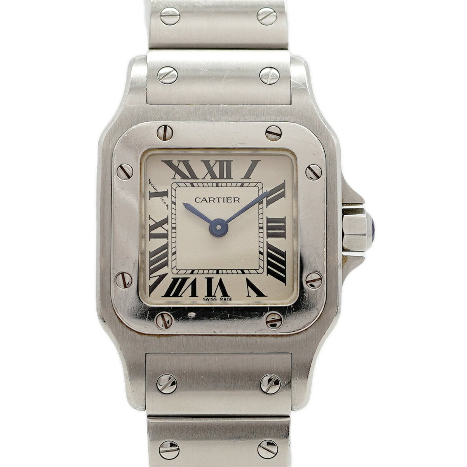 Cartier Wristwatch: Cartier Wristwatch Stainless steel band adds a touch of modern sophistication to this silver Cartier wristwatch, featuring a quartz movement and compact case diameter of 23.5mm. The sleek design makes