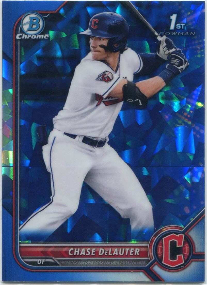 Chase DeLautier 2024 Draft Chrome Sapphire RC #BDC-49: Chase DeLautier 2024 Draft Chrome Sapphire RC #BDC-49 Chase DeLautier's 2024 Bowman Draft Chrome Sapphire RC #BDC-49 is a highly sought-after collectible, featuring the talented artist's signature on 