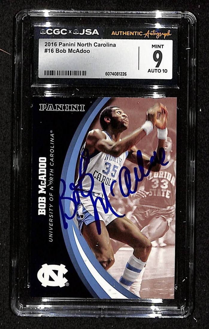 2016 Panini North Carolina Bob McAdoo Autographed/ Signed Card CGCxJSA 9 BA200644 (1 of 2)