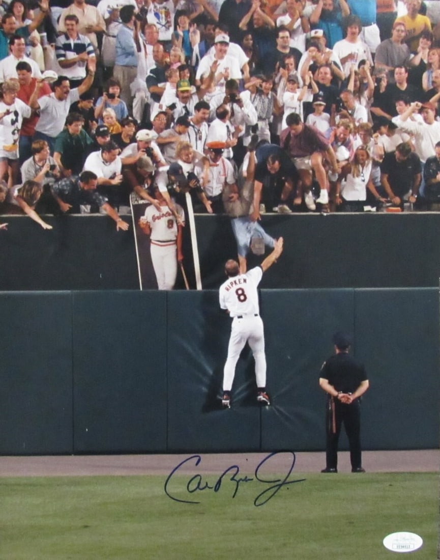 Cal Ripken Jr. HOF Signed/ Autographed 11x14 Photo Baltimore Orioles JSA 191587: Cal Ripken Jr. HOF Signed/ Autographed 11x14 Photo Baltimore Orioles JSA 191587 Cal Ripken Jr.'s iconic smile shines bright in this 11x14 signed photo, bearing his signature on the bottom corner. The