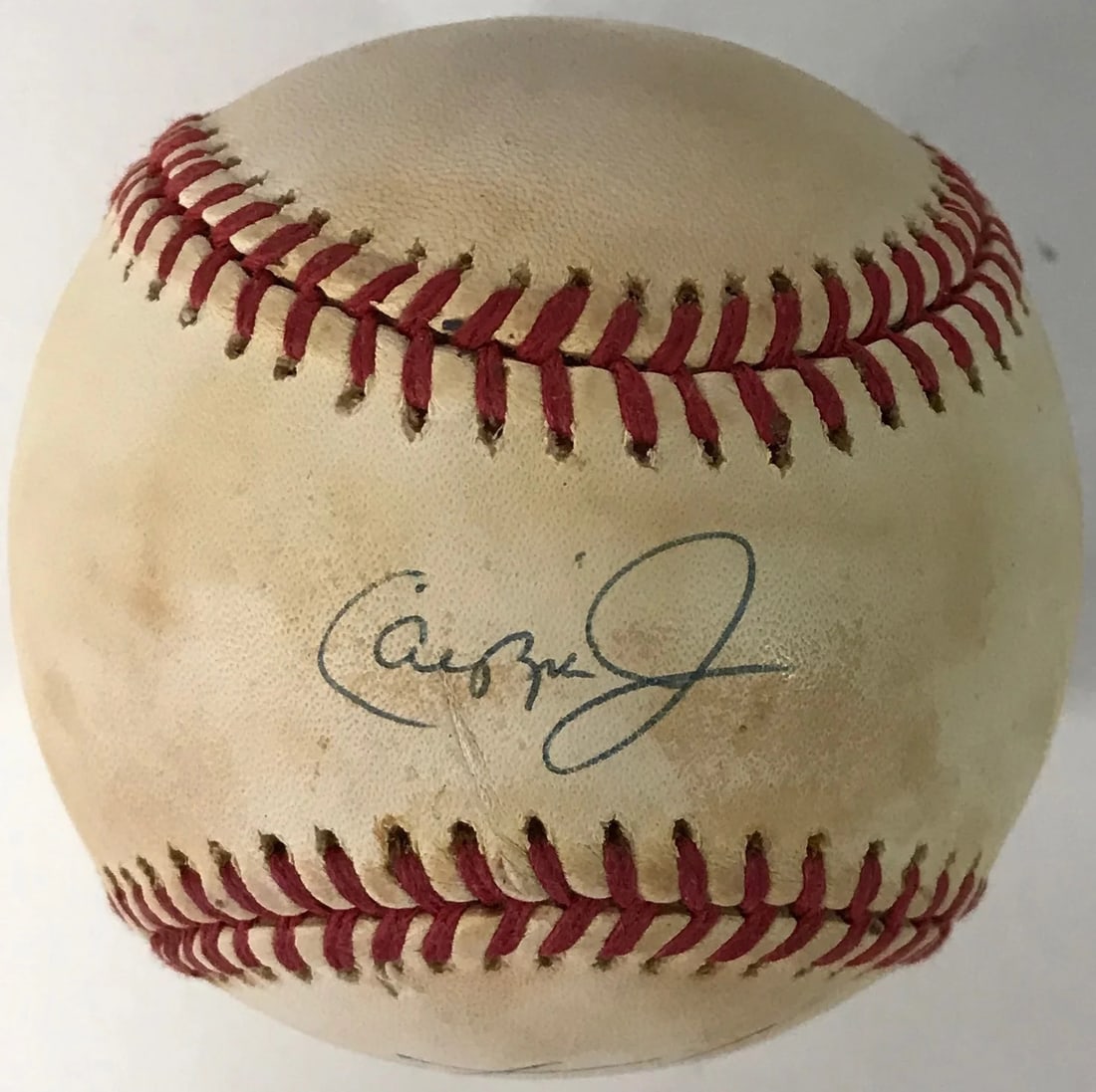Sachio Kinugasa Signed JR Cal Ripken Baseball JSA: Sachio Kinugasa Signed JR Cal Ripken Baseball JSA Authentic baseball signed by Cal Ripken Jr and Sachio Kinugasa in blue pen across the sweet spot and side panel of an official American League Bobby