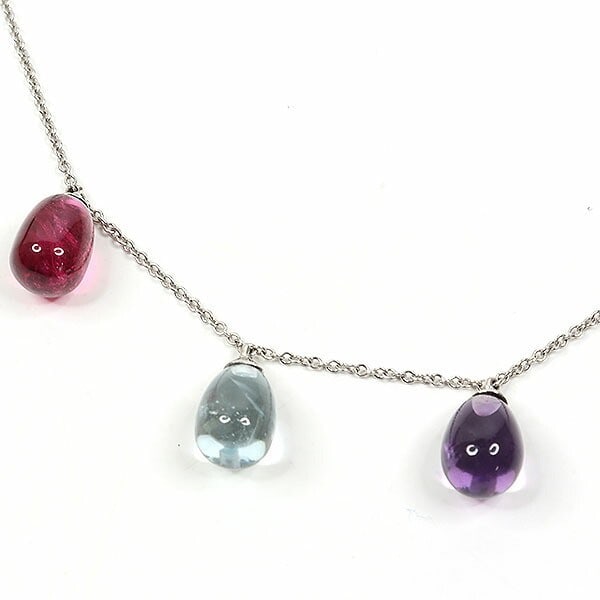 Tiffany &Co Rainbow Drop 18k White Gold Amethyst Aquamarine Tourmaline Necklace: Tiffany &Co Rainbow Drop 18k White Gold Amethyst Aquamarine Tourmaline Necklace Item Specifics: Pendant Shape: Teardrop Closure: Spring Ring Occasion: Anniversary Birthday Christening Christmas Confir