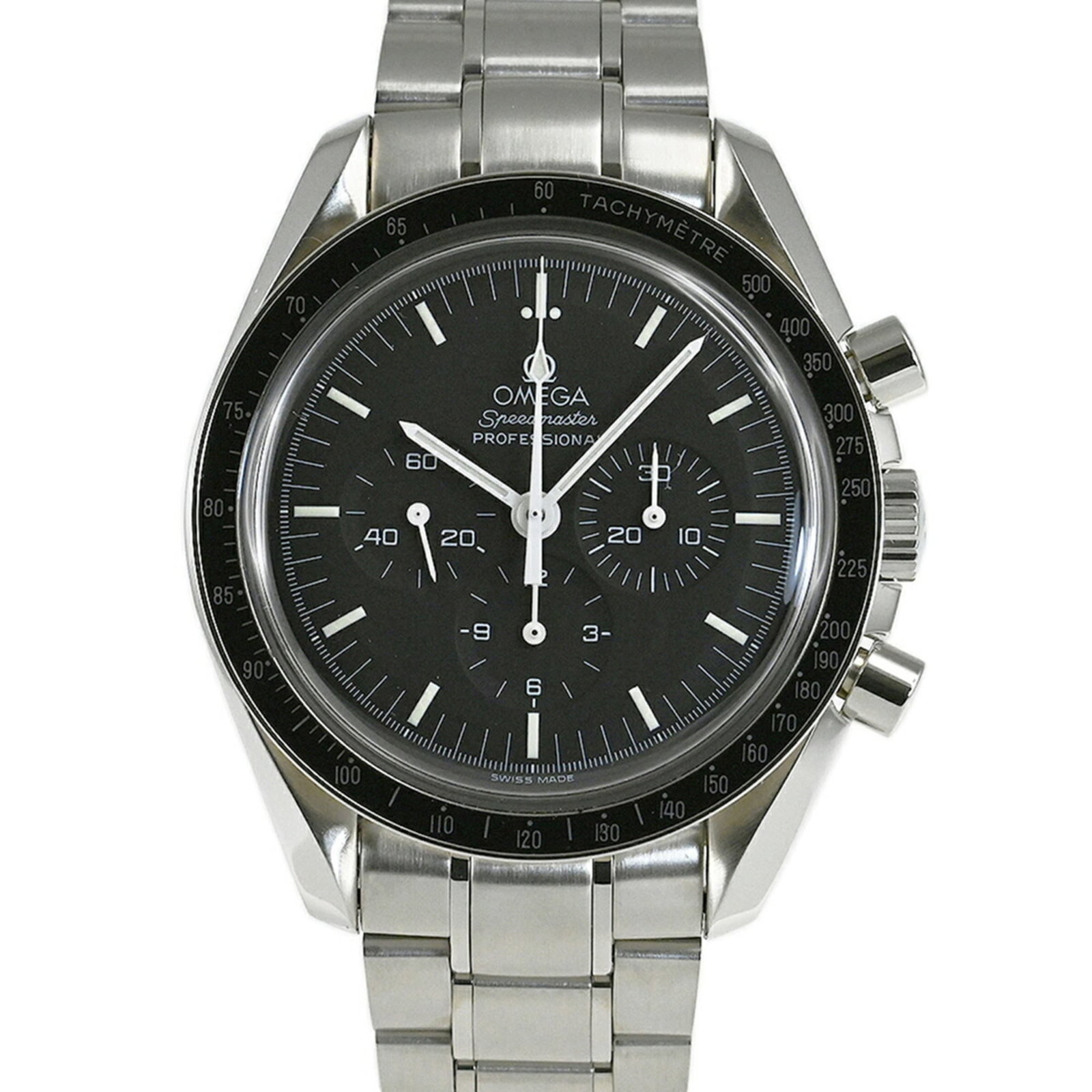 Omega Wristwatch: Omega Wristwatch Stainless steel case and band, the Omega wristwatch boasts a sleek design with a black dial. Powered by a manual winding mechanical movement, this watch features a 42mm diameter case