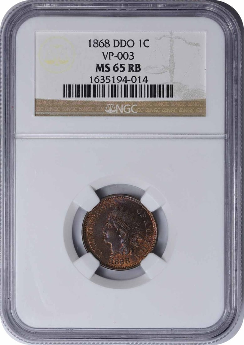 1868 Indian Cent DDO FS-008.2 FND-001 MS65RB NGC: 1868 Indian Cent DDO FS-008.2 FND-001 MS65RB NGC The 1868 Indian Cent, graded MS65RB by NGC, boasts exceptional mint state condition with notable details. This rare coin features a copper composition 