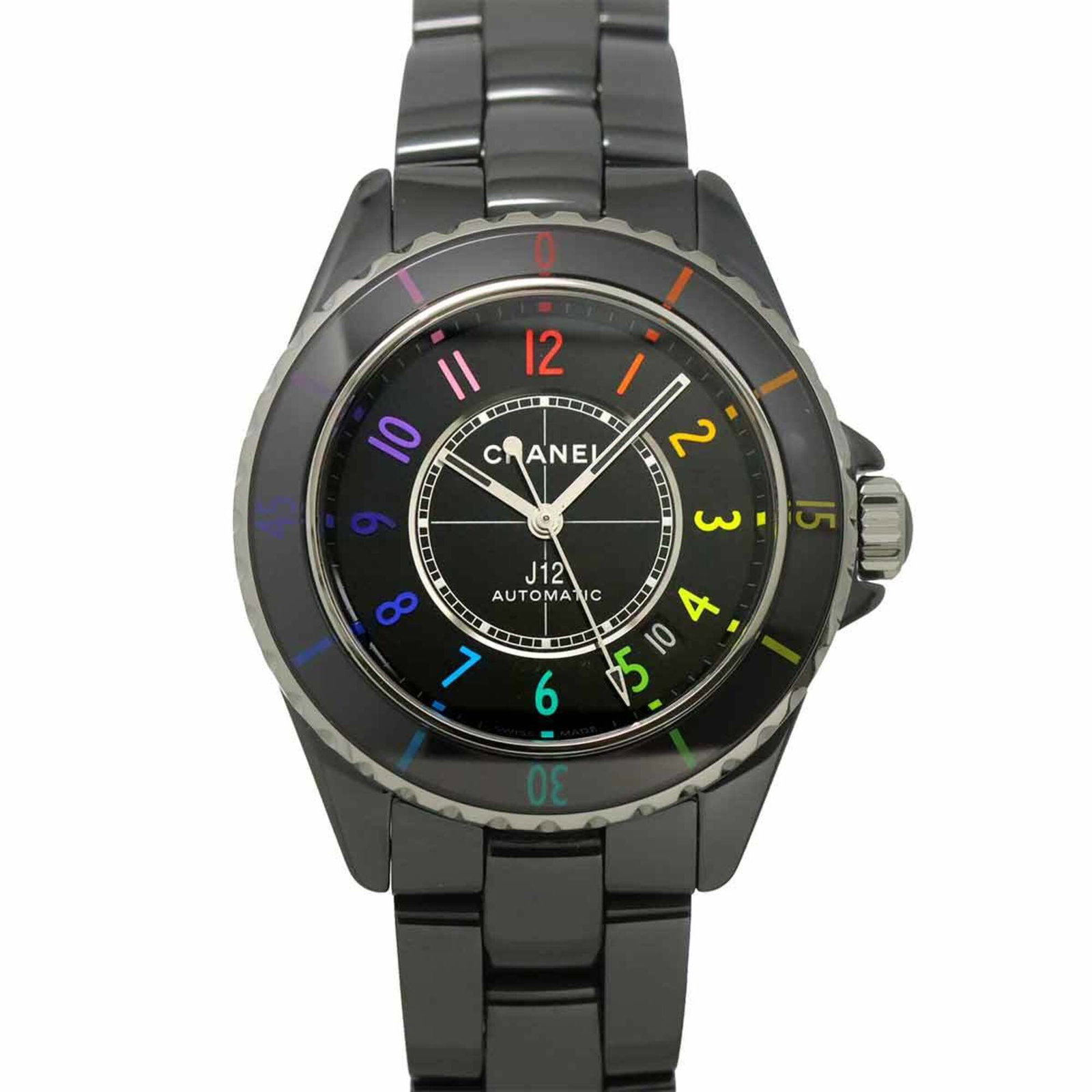 Chanel Wristwatch: Chanel Wristwatch Ceramic and stainless steel construction gives this Chanel wristwatch its sleek, modern look. Featuring a self-winding automatic movement and a black dial, it's a stylish timepiece t
