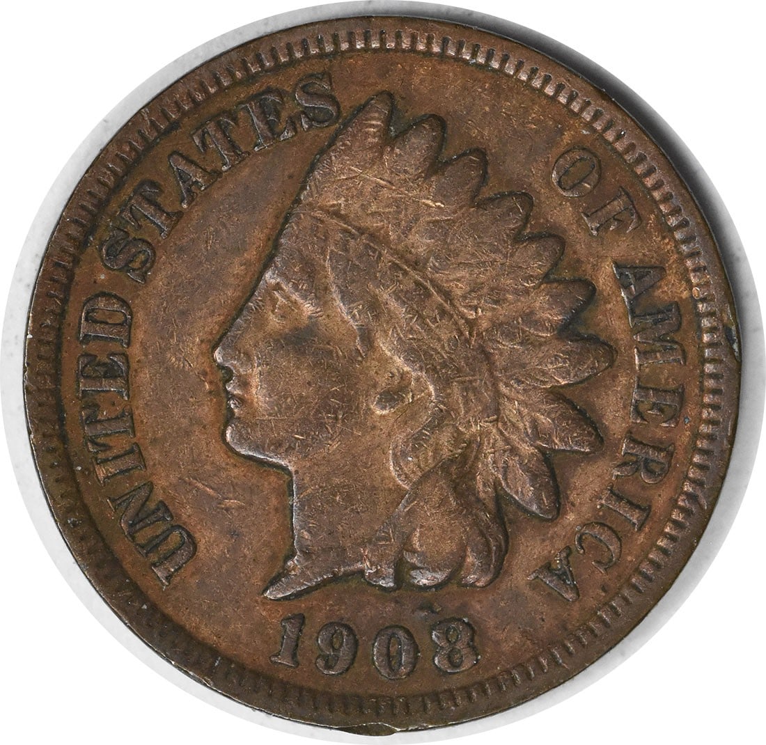 Uncertified 1908-S Indian Cent F: Uncertified 1908-S Indian Cent F This 1908-S Indian Cent features a circulated grade, showcasing its worn condition. The copper composition and small cent denomination make it a classic example of ear