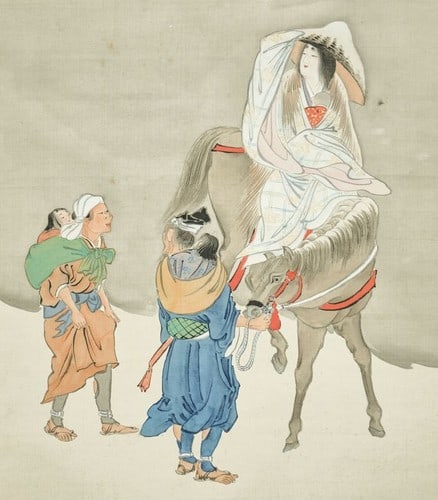 Meiji Era Tokiwa Gozen Japanese Antique Art Woodblock Print Ishii Teiko: Meiji Era Tokiwa Gozen Japanese Antique Art Woodblock Print Ishii Teiko Item Specifics: Artist: Ishii Teiko Subject: Tokiwa Gozen Material: Washi Paper Style: Japanese Year Of Production: 2010 Product