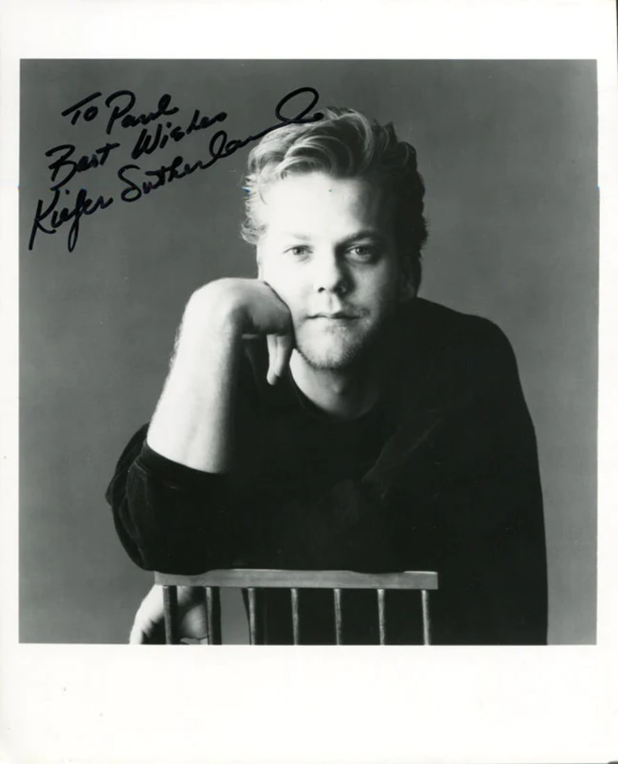 Keifer Sutherland Autographed 8x10: Keifer Sutherland Autographed 8x10 Keifer Sutherland's 8x10 photo bears his signature in black sharpie, a unique memento for fans and collectors alike. The item is presented as-is, with no additional 