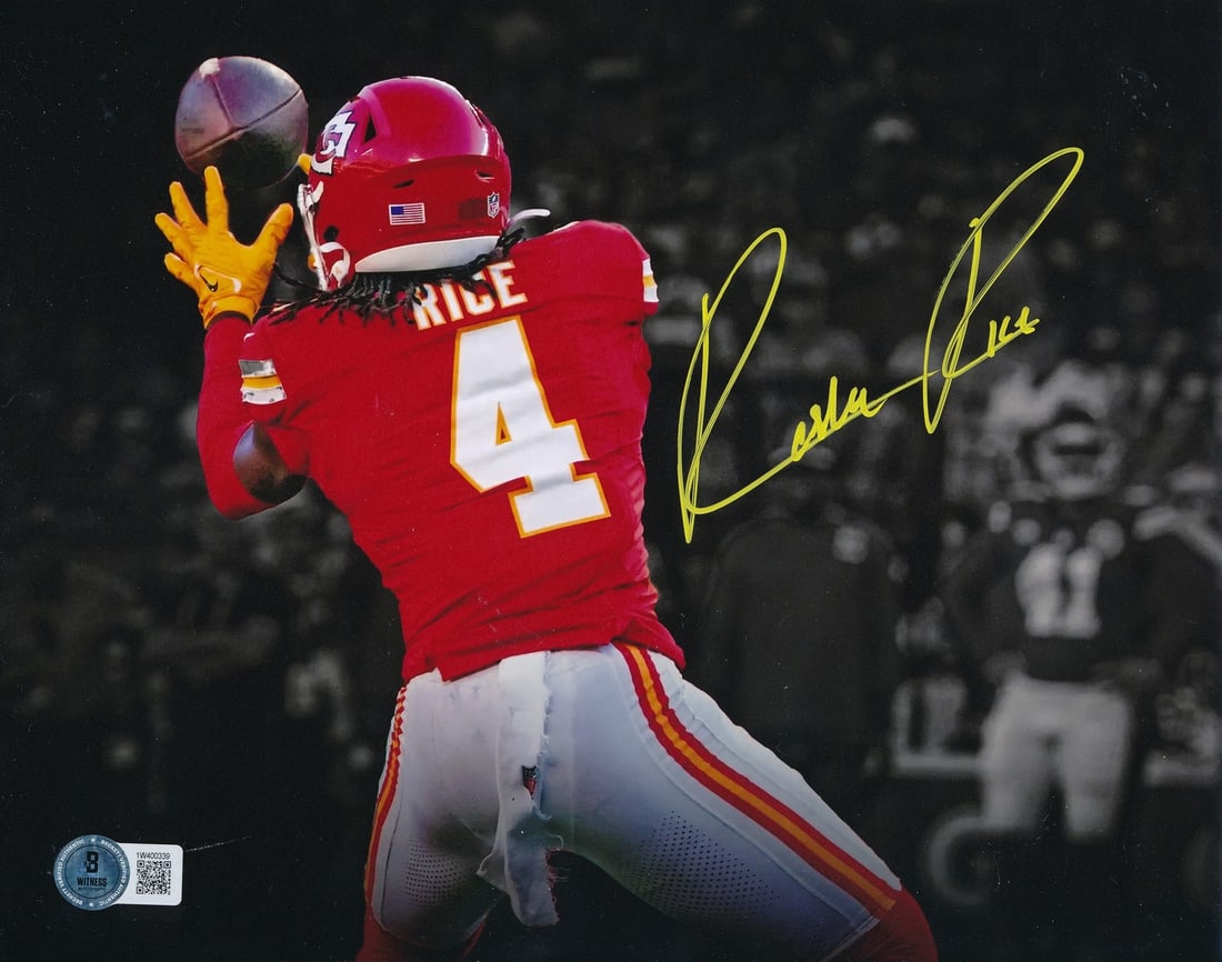 Rashee Rice Autographed 8x10 Photo Kansas City Chiefs Beckett 186476 (1 of 2)