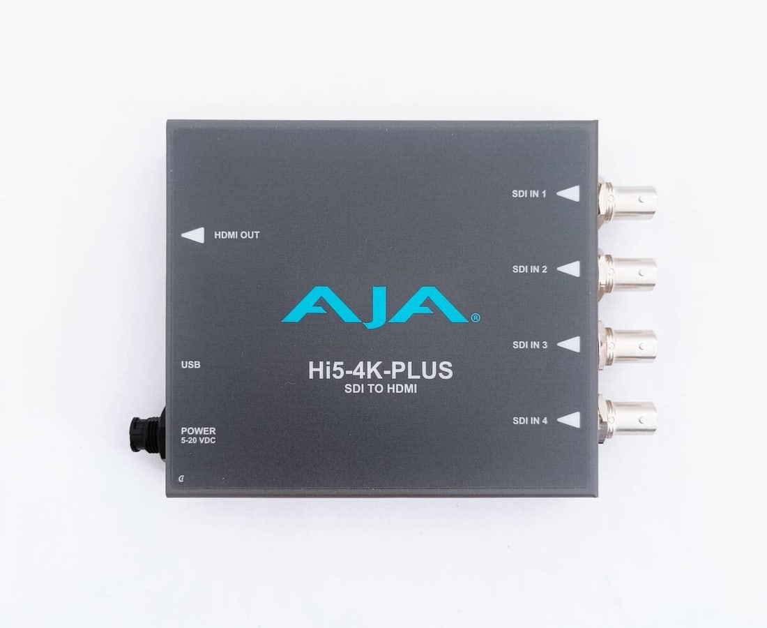 Hi5-4K-Plus video converter 3G-SDI to HDMI 2.0 from Japan: Hi5-4K-Plus video converter 3G-SDI to HDMI 2.0 from Japan Item Specifics: Signal Format Type: Digital Format Video Format: UHD Functions: De-embedder/Embedder Number Of Outputs: 1 Brand: AJA Form Fact