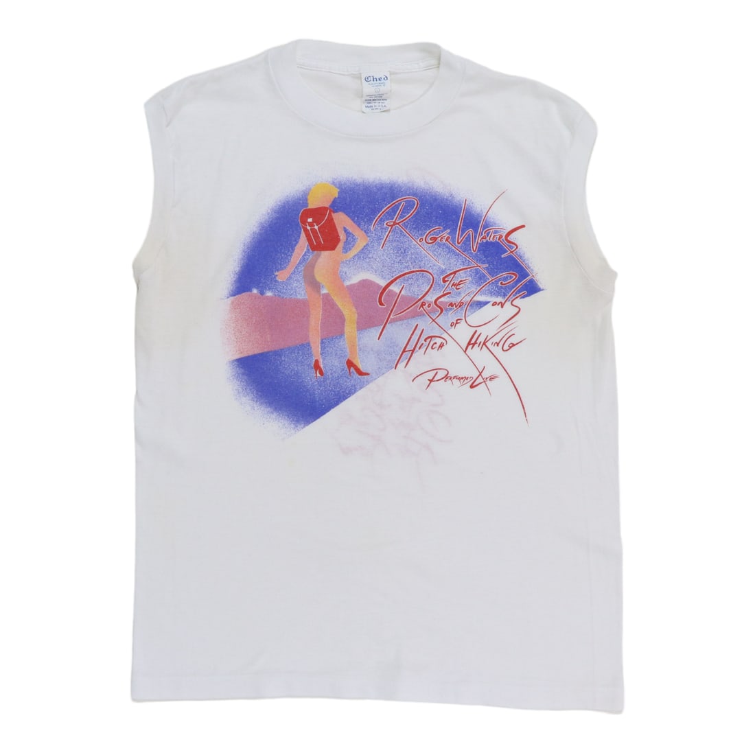 Sleeveless Shirt Roger Waters Pros and 1984 Tour: Sleeveless Shirt Roger Waters Pros and 1984 Tour Sleeveless Shirt from Roger Waters' Pros and 1984 Tour. This rare piece features the iconic artist's design, bearing a signature. A unique addition to