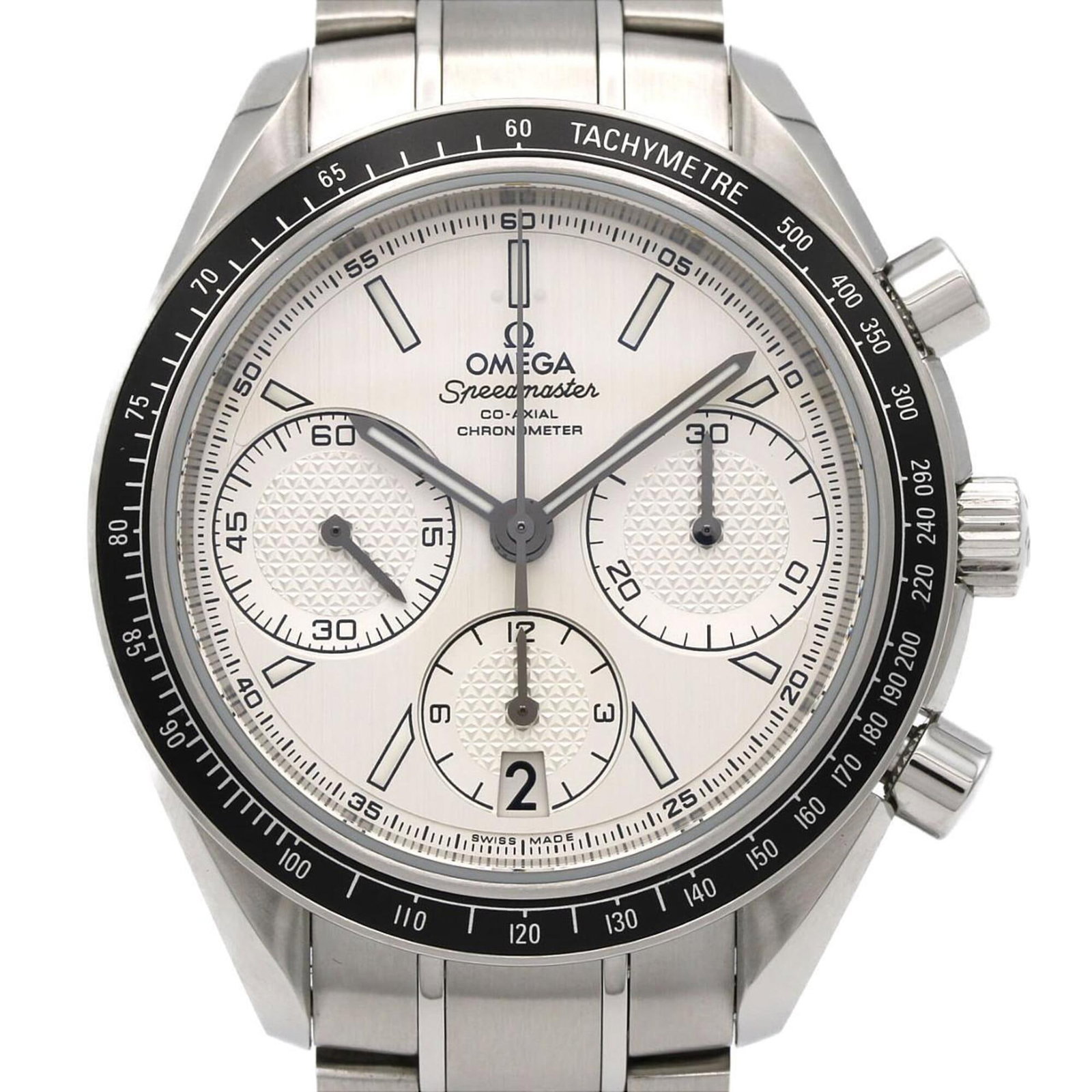 Omega Wristwatch: Omega Wristwatch Stainless steel case and band provide a sleek, durable foundation for this Omega wristwatch. The self-winding automatic movement powers the timepiece, while the silver dial adds a tou