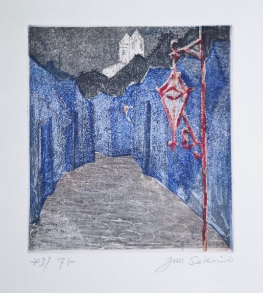 Junichiro Sekino Signed Color Etching Streetlight Japanese Sosaku Hanga Print: Junichiro Sekino Signed Color Etching Streetlight Japanese Sosaku Hanga Print Item Specifics: Artist: Jun'ichiro Sekino Subject: Streetlight (Gaito) Material: Paper Style: Japanese Size: 15.2 x 13.8
