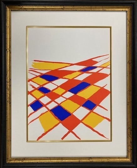Alexander Calder Derriere le Miroir Lithograph Print 1971 Gold Leaf Framed: Alexander Calder Derriere le Miroir Lithograph Print 1971 Gold Leaf Framed Item Specifics: Artist: Alexander Calder Primary Material: Paper Signed: See the Image Color: Black and Gold Title: Derriere 