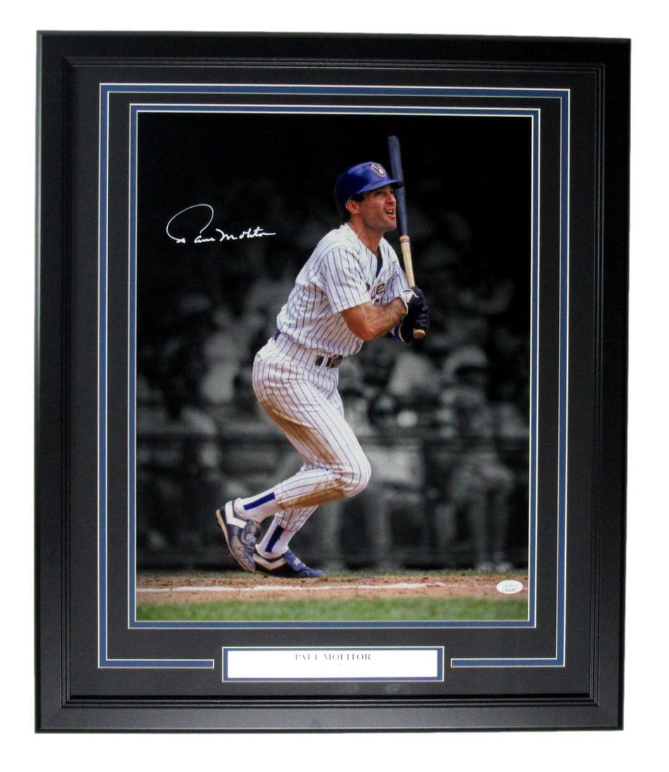 Paul Molitor HOF Autographed 16x20 Photo Milwaukee Brewers Framed JSA: Paul Molitor HOF Autographed 16x20 Photo Milwaukee Brewers Framed JSA Authentic Paul Molitor HOF Autographed 16x20 Photo Framed by JSA. This official photo, signed by the legendary Milwaukee Brewers