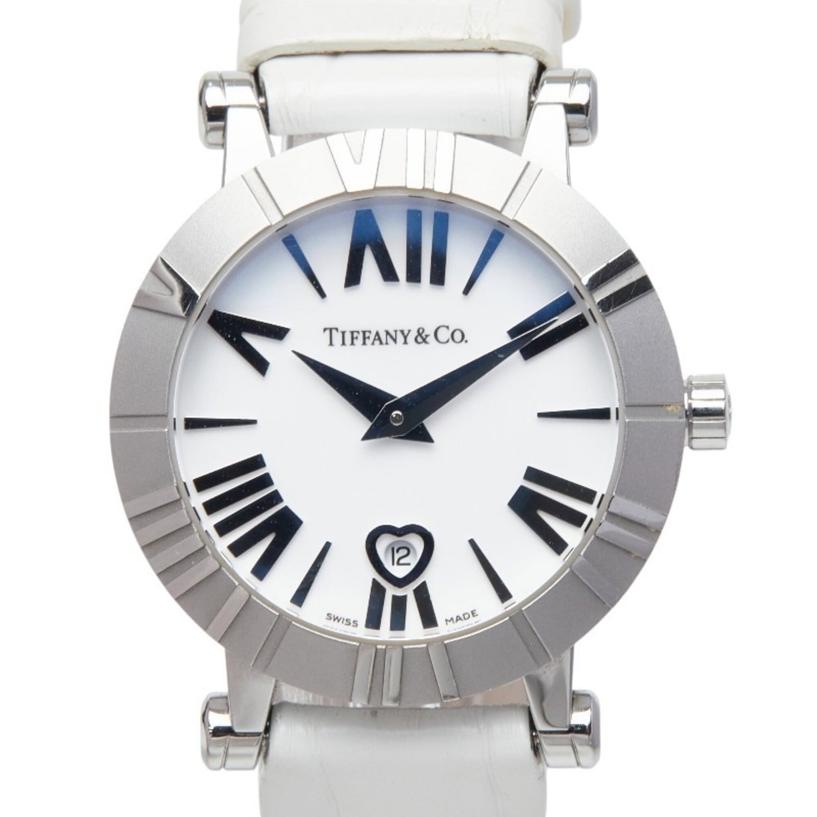 Tiffany Wristwatch: Tiffany Wristwatch Stainless steel case and leather band make for a sleek, versatile design. The white quartz movement powers a reliable timepiece, while the 30mm diameter case fits comfortably on