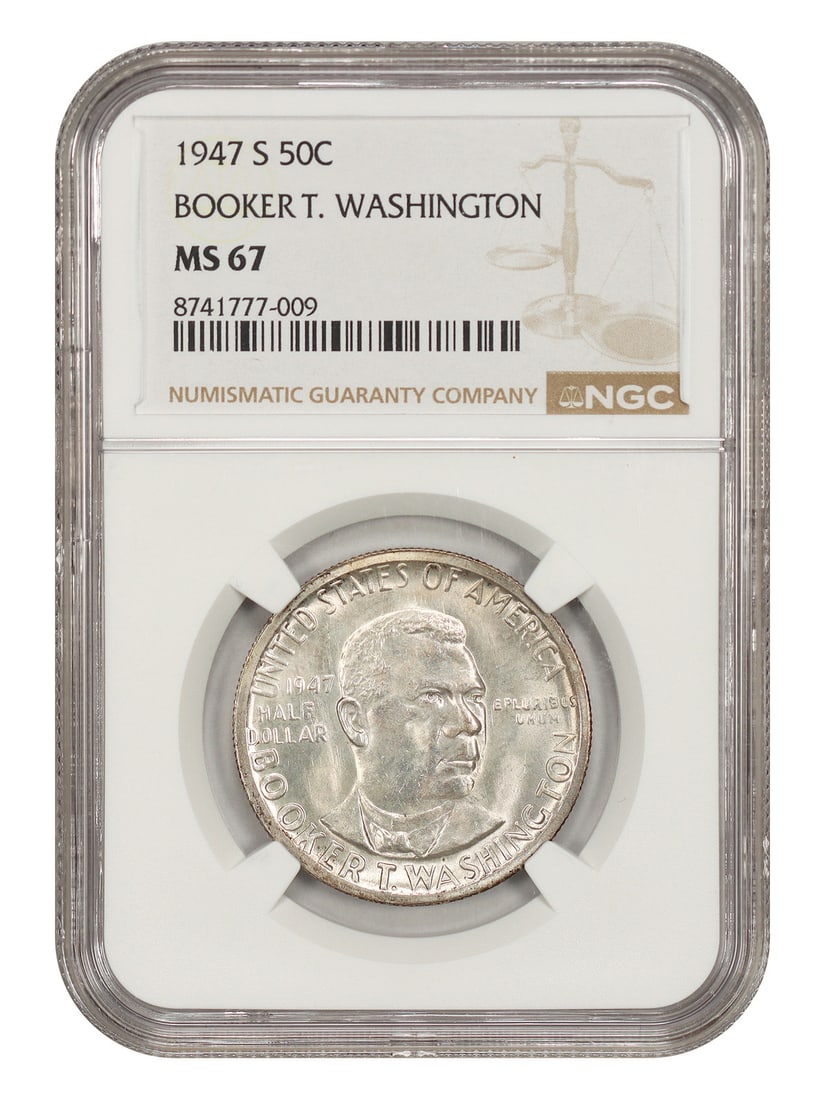 Booker T. Washington Classic Silver Commemorative 1947-S 50C: Booker T. Washington Classic Silver Commemorative 1947-S 50C The Booker T. Washington Classic Silver Commemorative 1947-S 50C features a striking design honoring the renowned educator and civil rights