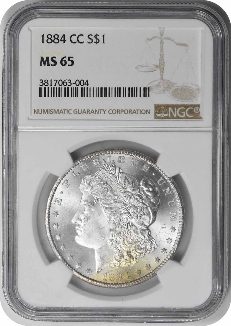 1884-CC Morgan Silver Dollar MS65 NGC: 1884-CC Morgan Silver Dollar MS65 NGC The 1884-CC Morgan Silver Dollar MS65 NGC boasts exceptional condition, earning its high grade from the esteemed Numismatic Guaranty Corporation. With a rich hist