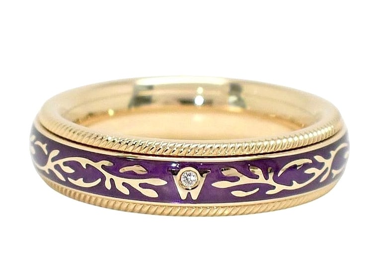 Vintage Wellendorff Mikimoto Purple Enamel Diamond 18k Rose Gold Ring Size 49: Vintage Wellendorff Mikimoto Purple Enamel Diamond 18k Rose Gold Ring Size 49 Item Specifics: Shape: Round Occasion: Anniversary Birthday Christening Christmas Engagement Graduation Mother's Day Valen