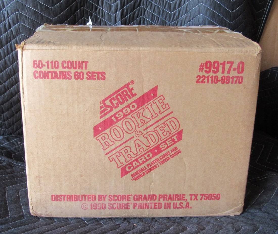 1990 Score Rookie & Traded Baseball - Case of 60 Sealed Sets - Thomas RC RBX115: 1990 Score Rookie & Traded Baseball - Case of 60 Sealed Sets - Thomas RC RBX115 A case of 60 sealed sets of the 1990 Score Rookie & Traded Baseball, featuring Thomas RC RBX115. Each set contains a