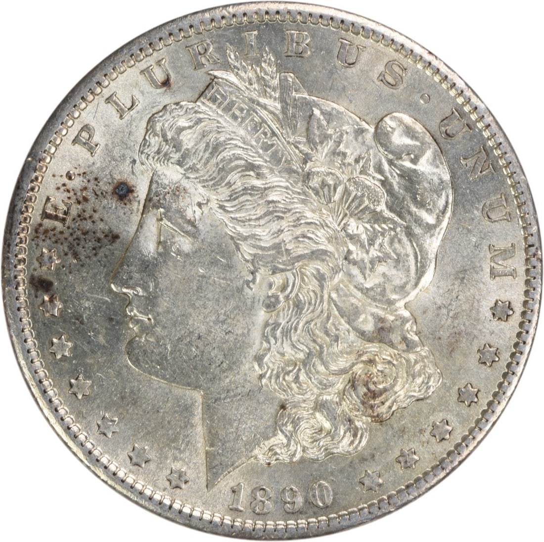 Morgan Silver Dollar 1890-S AU Uncertified Slider: Morgan Silver Dollar 1890-S AU Uncertified Slider The 1890-S Morgan Silver Dollar features a reeded edge and bears the San Francisco mint mark, denoting its origin from one of the most renowned mints 